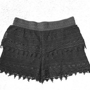 Black lace detail shorts
